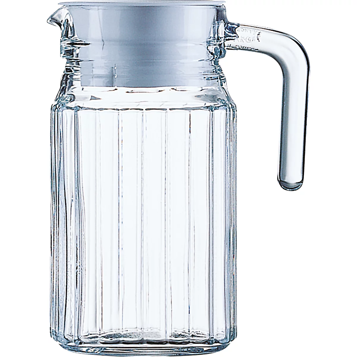Arcoroc QUADRO pichet 0,5 L, verre avec couvercle plastique blanc, 157 x 85 mm, gain de place pour la porte du réfrigérateur