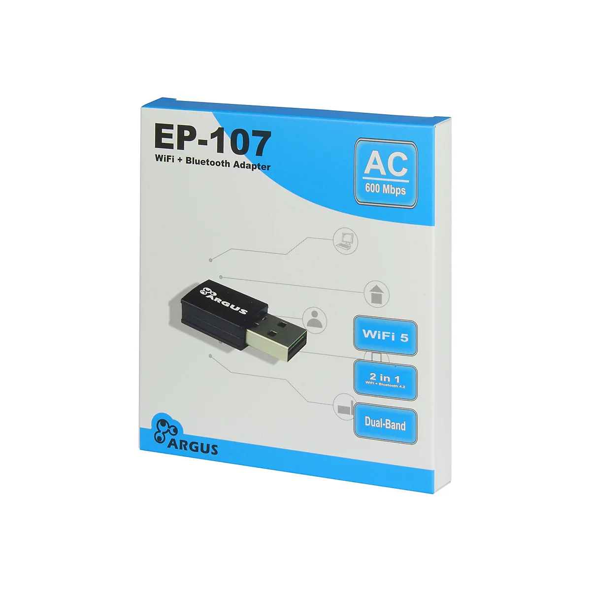 Argus EP-107 - Netzwerkadapter - USB 2.0 - Wi-Fi 5, Bluetooth 4.2