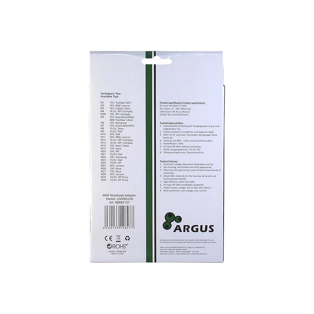 Argus USN90-UCB - Netzteil - 90 Watt