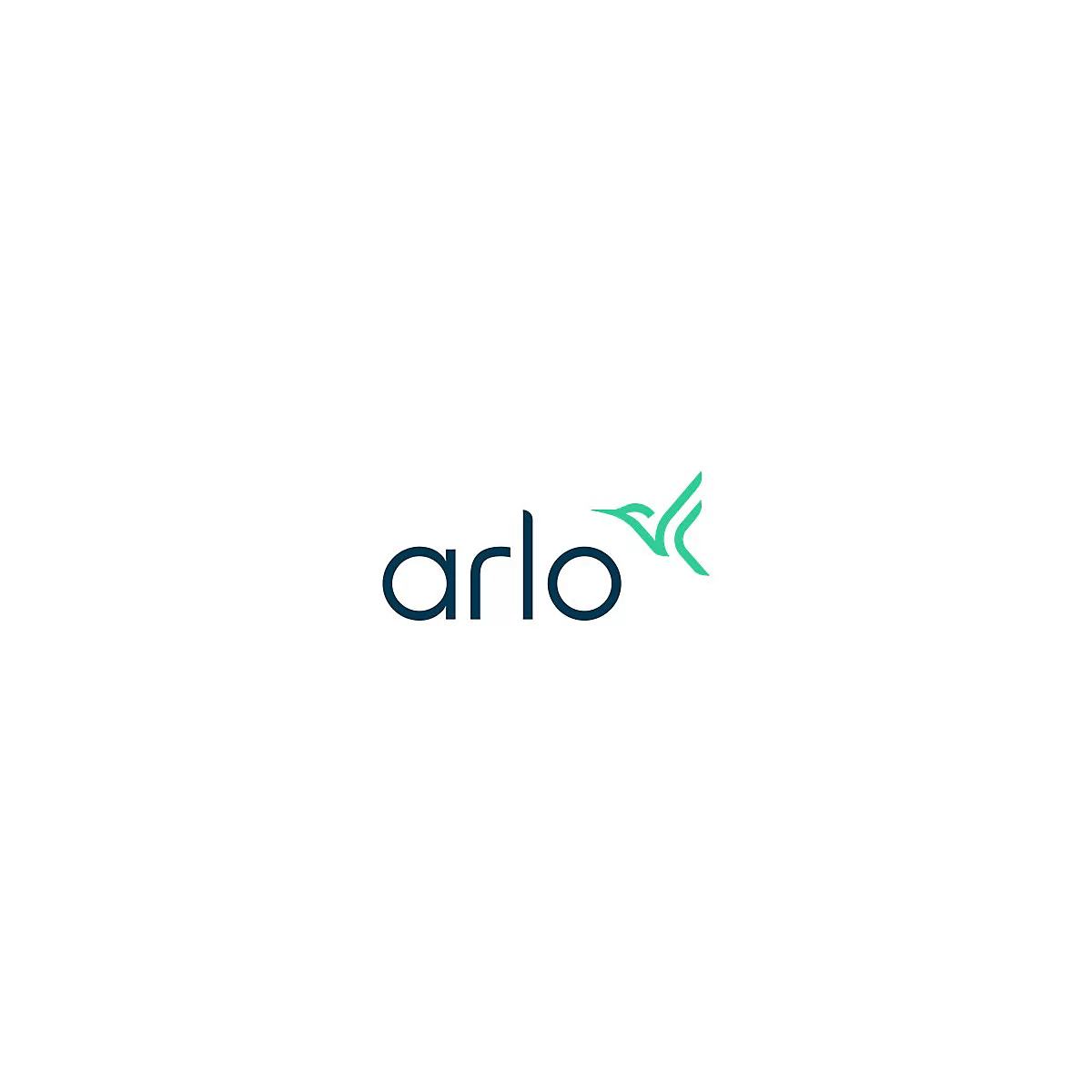 Das Logo von Arlo zeigt das Wort "arlo" in dunkelblauer Schrift, daneben ein abstraktes Vogelsymbol in Türkis.