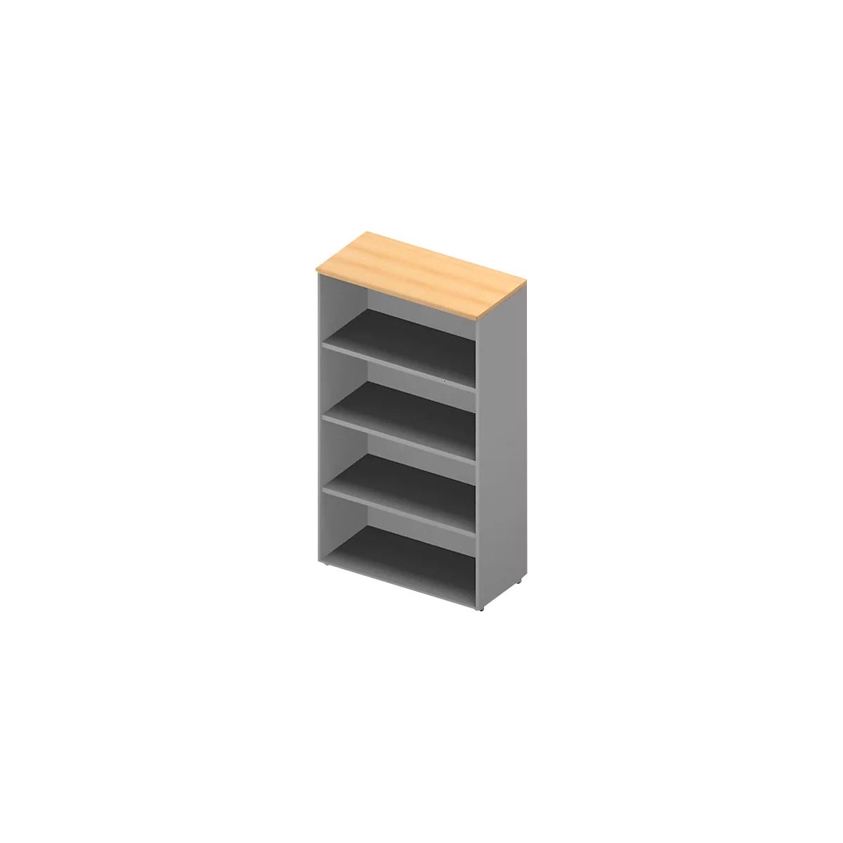 ARLON OFFICE boekenkast, 4 OH, 3 verstelbare legborden, B 900 x D 450 x H 1600 mm, beukendecor/aluminium