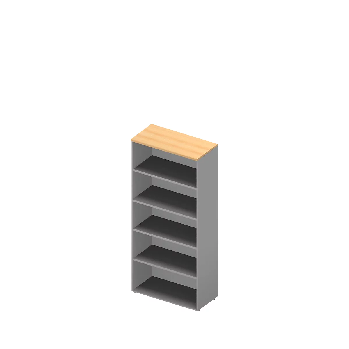 ARLON OFFICE boekenkast, 5 OH, 3 verstelbare legborden, B 900 x D 450 x H 2000 mm, beukendecor/aluminium