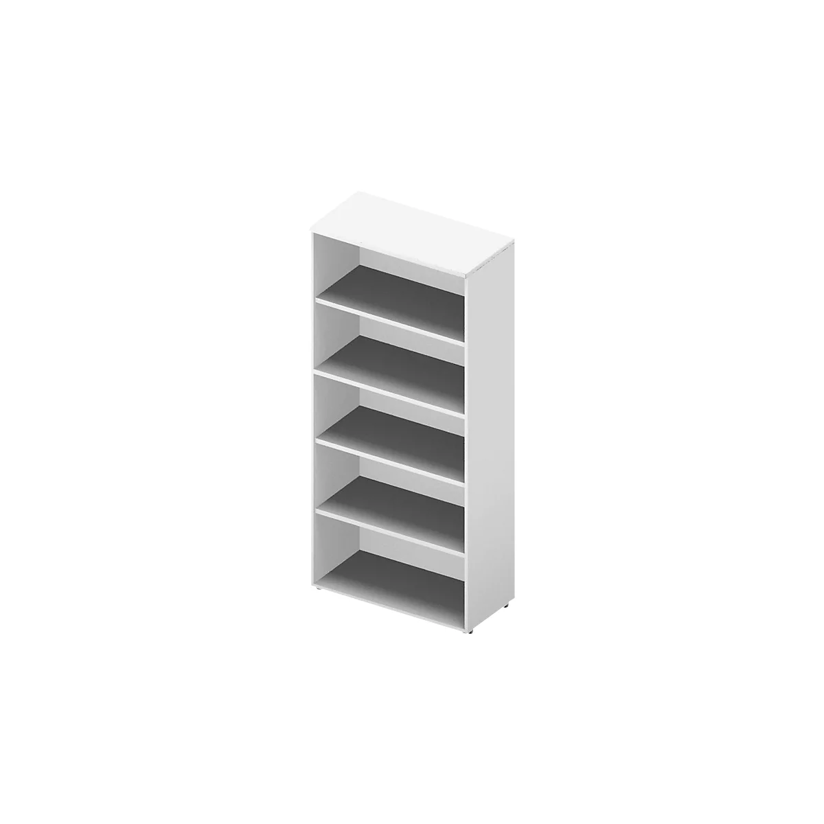 ARLON OFFICE boekenkast, 5 OH, 3 verstelbare legborden, B 900 x D 450 x H 2000 mm, wit/wit