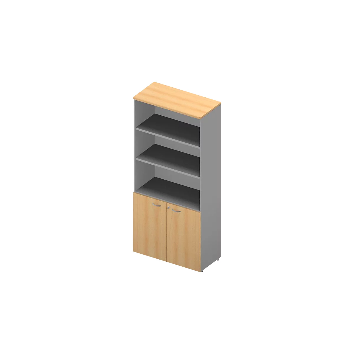 ARLON OFFICE combi-boekenkast, 5 OH, B 900 x D 450 x H 2000 mm, beukendecor/alu