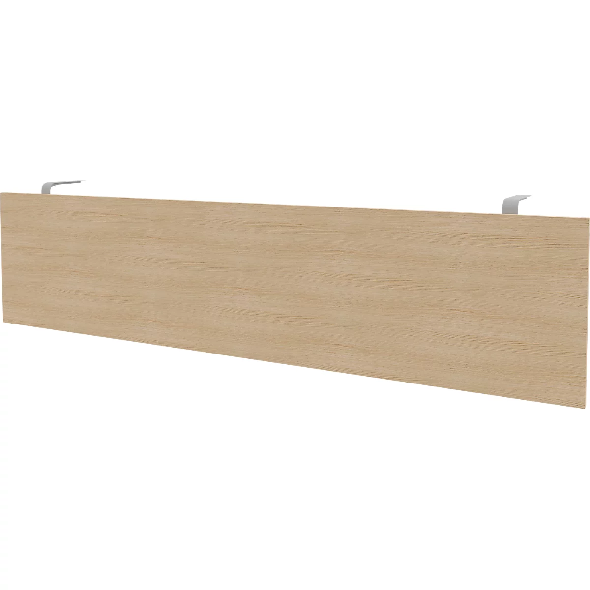 Houten plank met lichtbruine nerf en twee metalen haken.