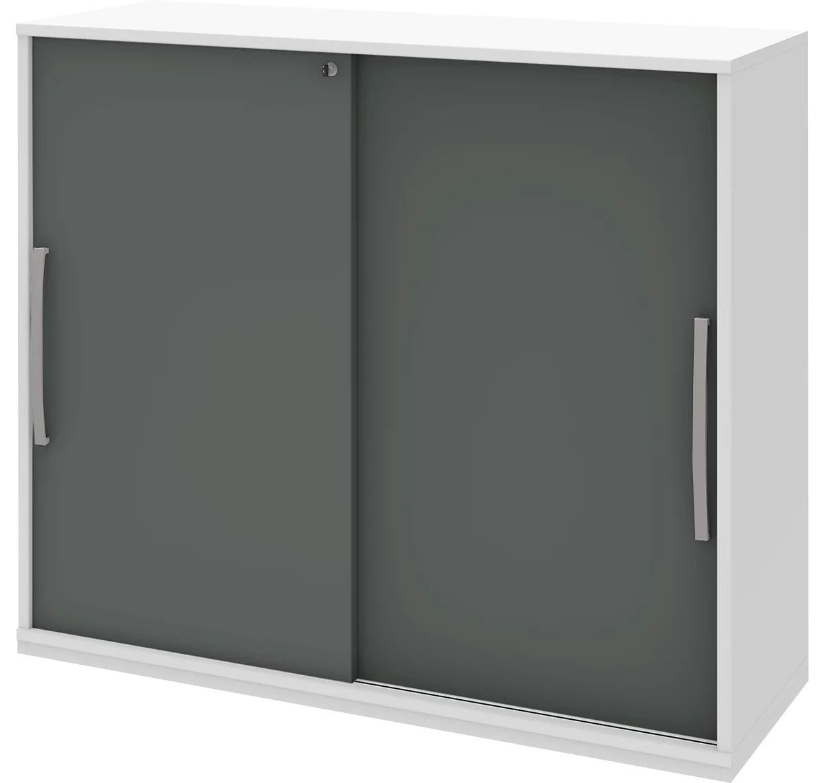 Armario adicional de puertas correderas BARI, 4 estantes, cerradura, tabique central, An 1200 x P 430 x Al 1117 mm, blanco/antracita