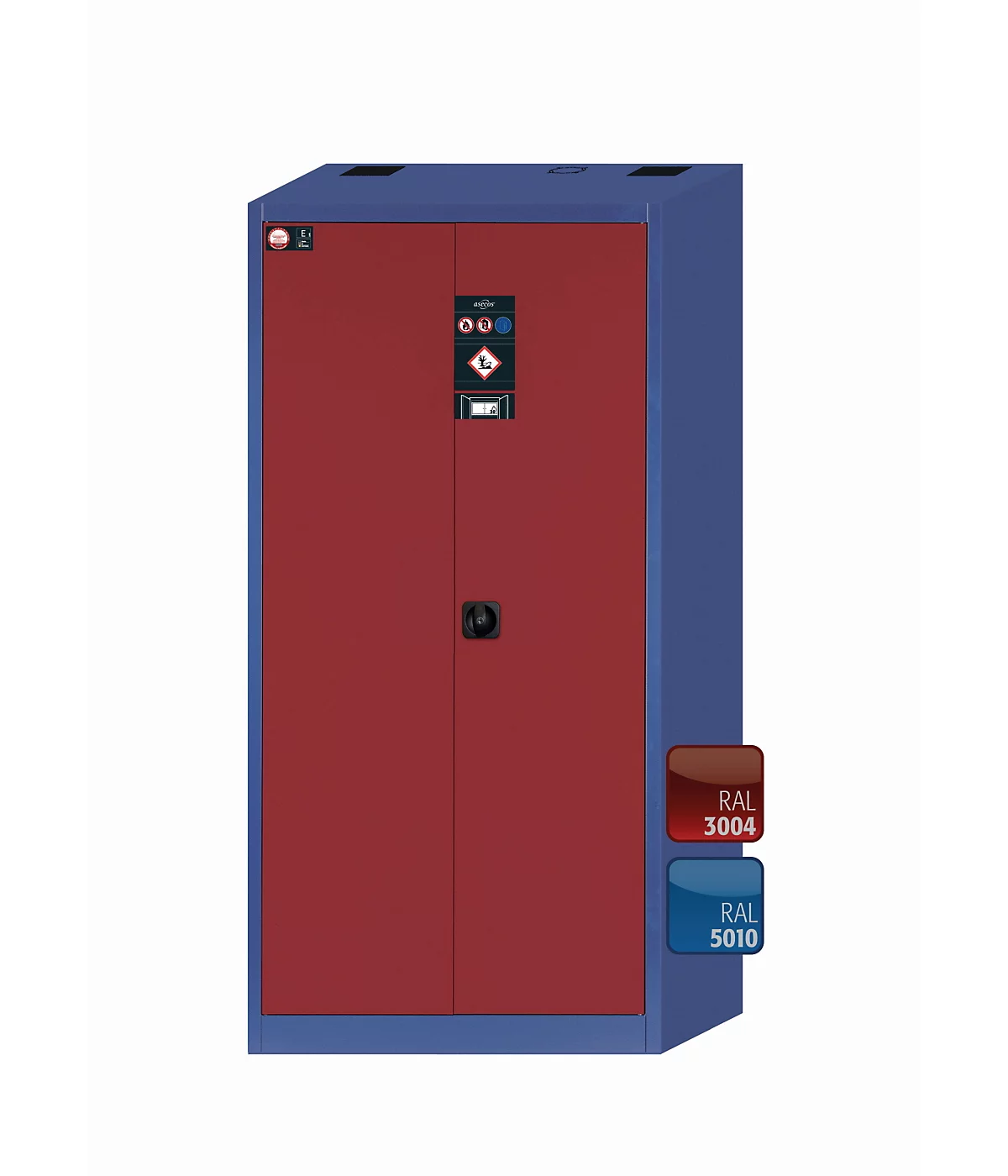 Armario ambiental asecos E-CLASSIC-UF, puertas batientes, frontal violeta, ancho 950 x fondo 500 x alto 1950 mm