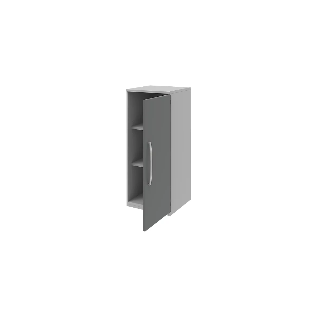 Armario archivador BARI, 3 AA, 2 estantes, bisagra de puerta a la derecha, An 427 x P 430 x Al 1117 mm, gris claro/antracita