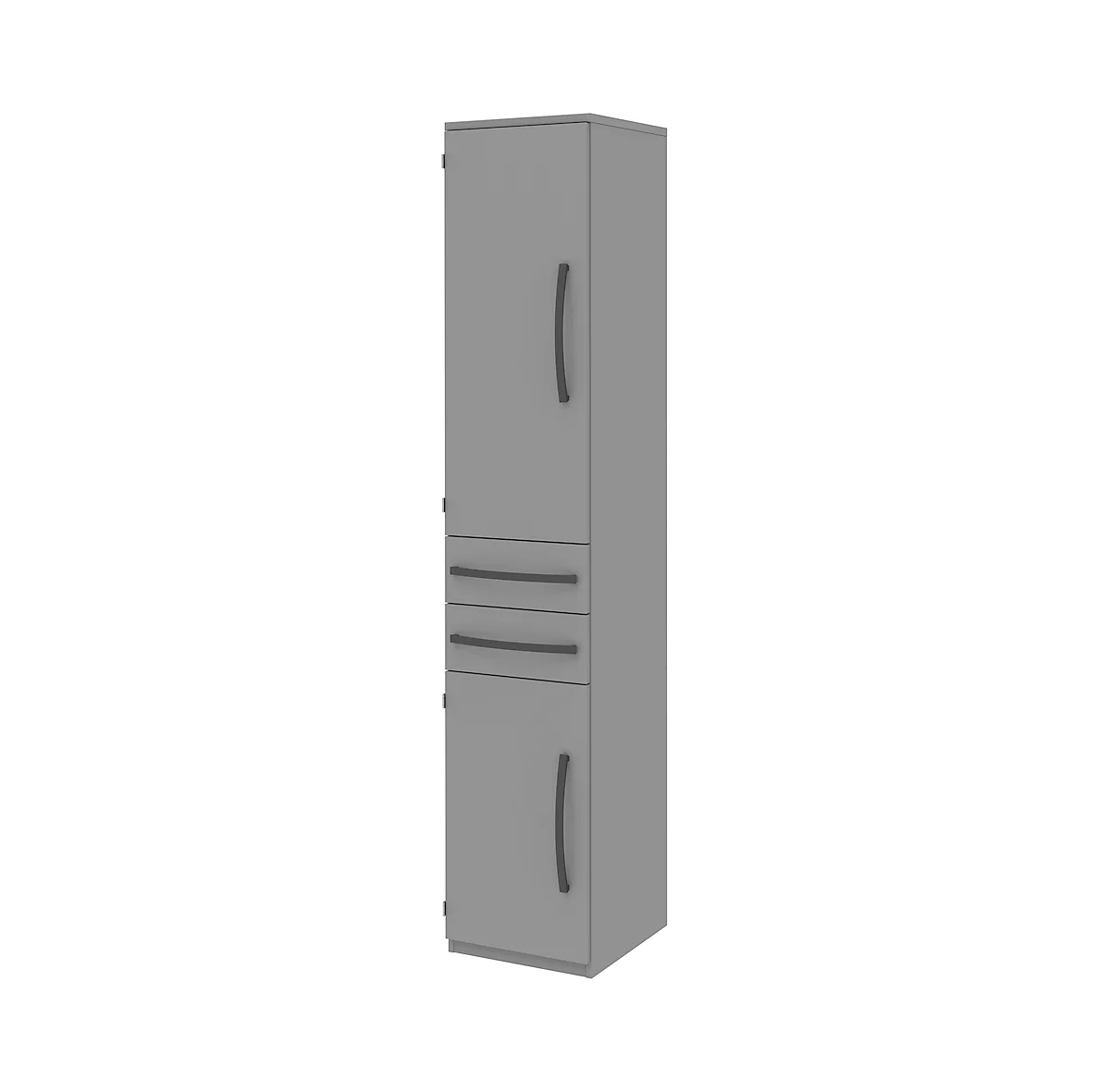 Armario archivador BARI, 6 AA, 3 estantes, 2 cajones, bisagra de puerta a la izquierda, An 427 x P 430 x Al 2174 mm, gris m./gris m./antracita