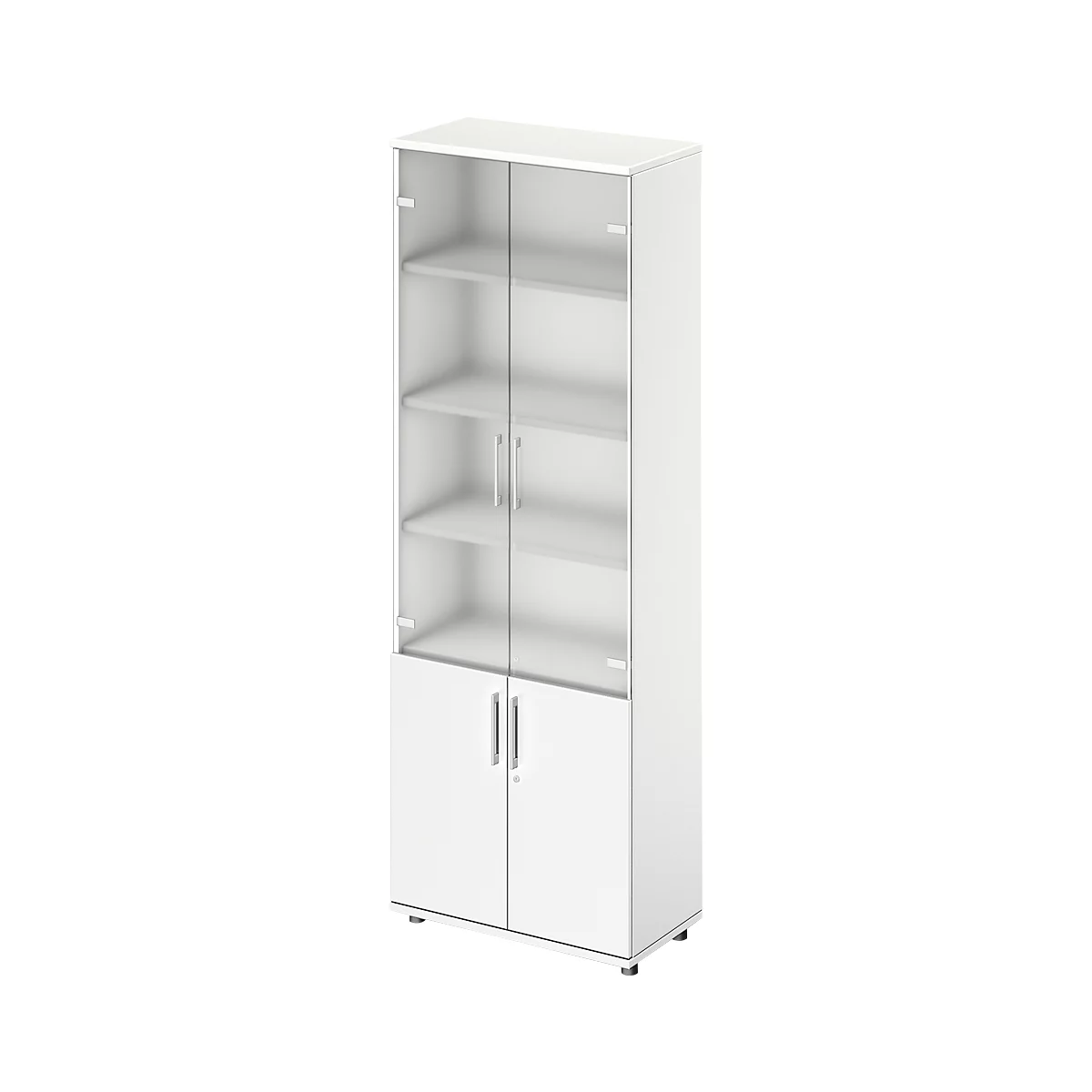 Armario combinado Schäfer Shop Genius TETRIS WOOD, 6 OH, H 2270 mm puertas de cristal y abatibles, altura incl. guías, blanco