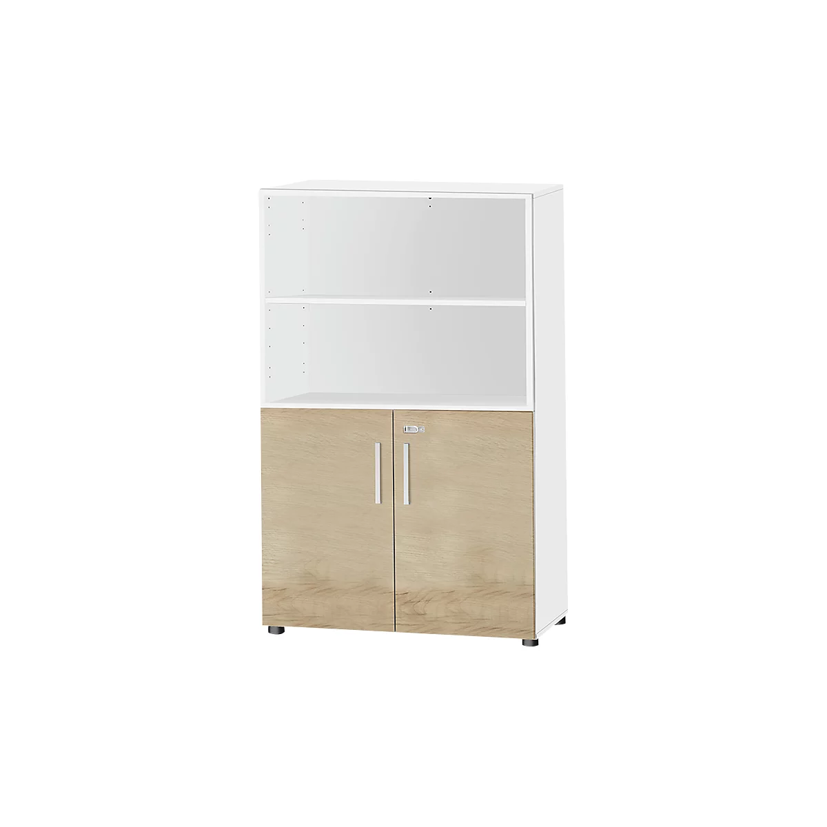 Armario combinado Schäfer Shop Select SET UP, 4 OH, An 800 x P 420 x Al 1514 mm, blanco/roble silvestre