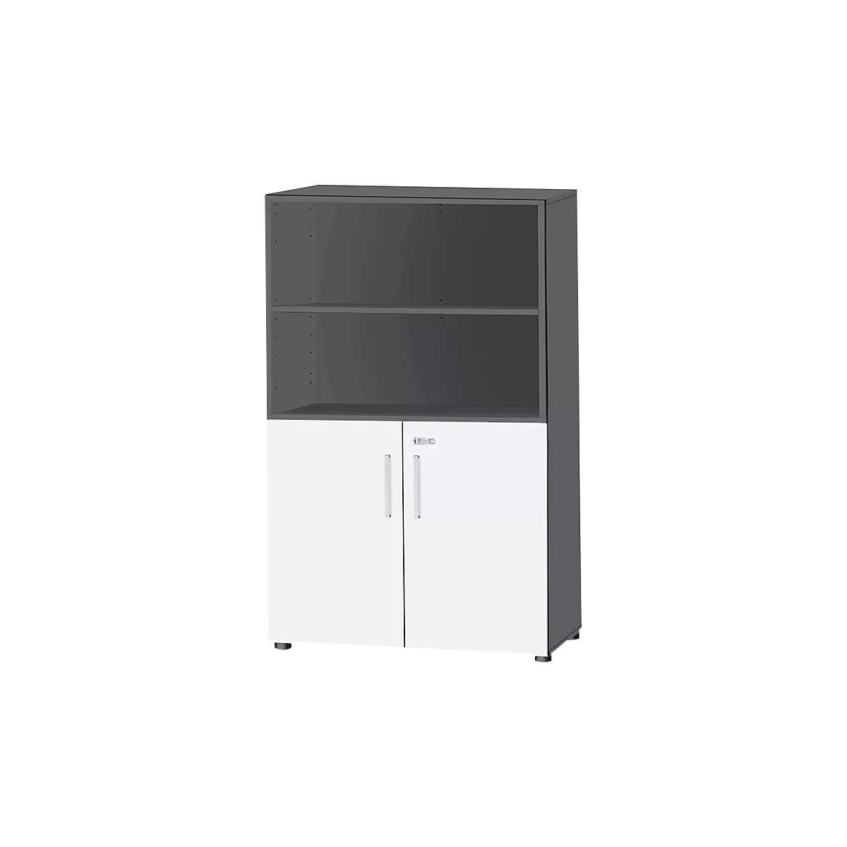 Armario combinado Schäfer Shop Select SET UP, 4 OH, An 800 x P 420 x Al 1514 mm, grafito/blanco