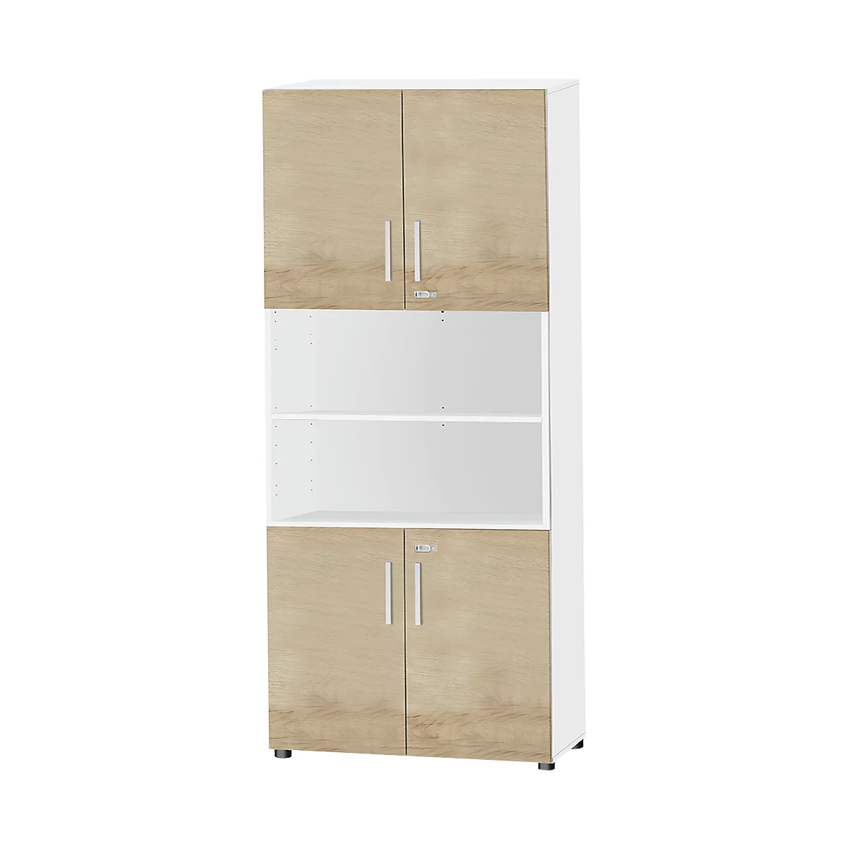 Armario combinado Schäfer Shop Select SET UP, 6 OH, An 800 x P 420 x Al 2240 mm, blanco/roble silvestre