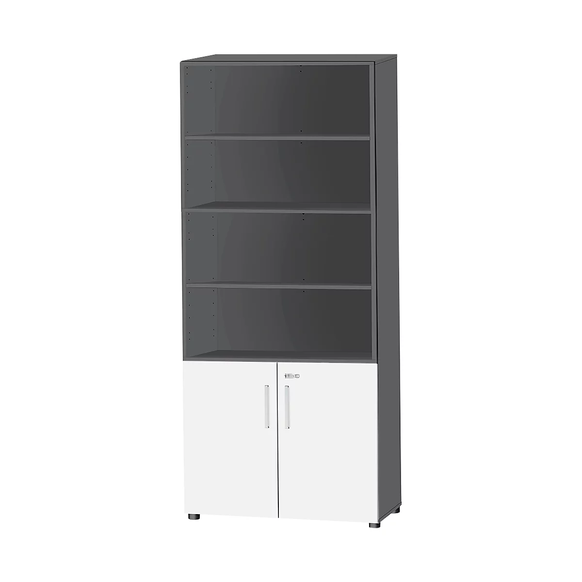 Armario combinado Schäfer Shop Select SET UP, 6 OH, An 800 x P 420 x Al 2240 mm, grafito/blanco