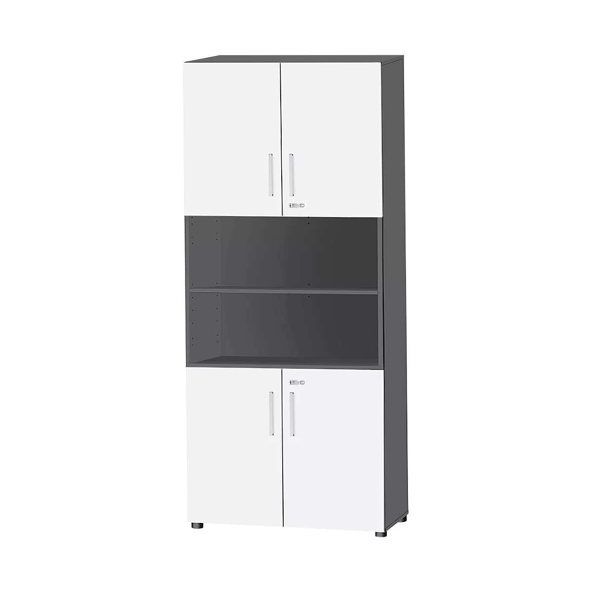 Armario combinado Schäfer Shop Select SET UP, 6 OH, An 800 x P 420 x Al 2240 mm, grafito/blanco