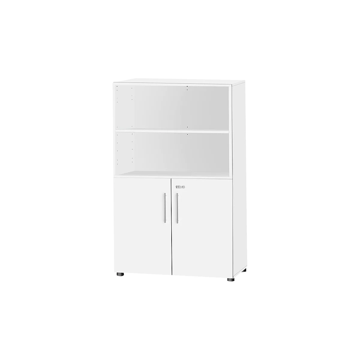 Armario combinado Schäfer Shop Select Start Off, 4 OH, con cerradura, An 800 x P 420 x Al 1514 mm, madera, blanco/blanco