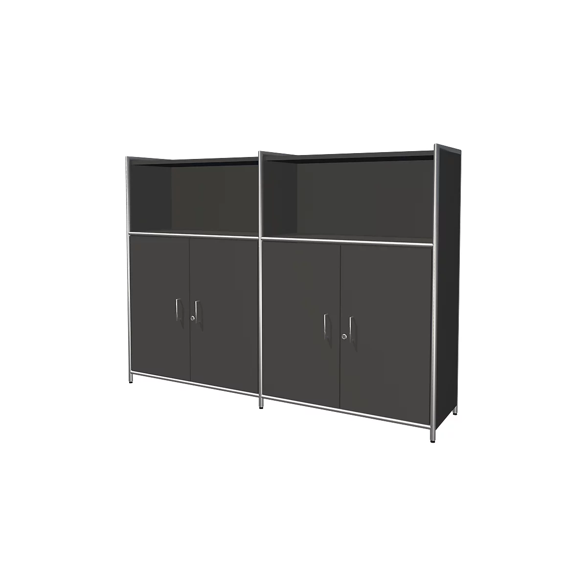 Armario combinado Toledo, con panel trasero, con cerradura, 3 AA, 2 compartimentos, An 1580 x P 380 mm, antracita