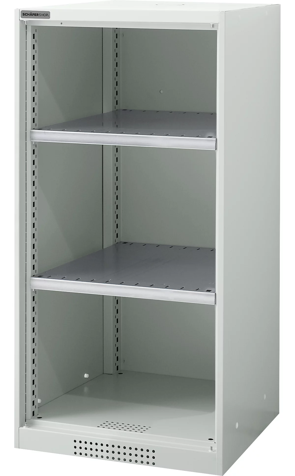 Armario con estantes FS, de chapa de acero, con orificios de ventilación, A 545 x P 520 x A 1105 mm, 3 OH, gris claro, hasta 150 kg