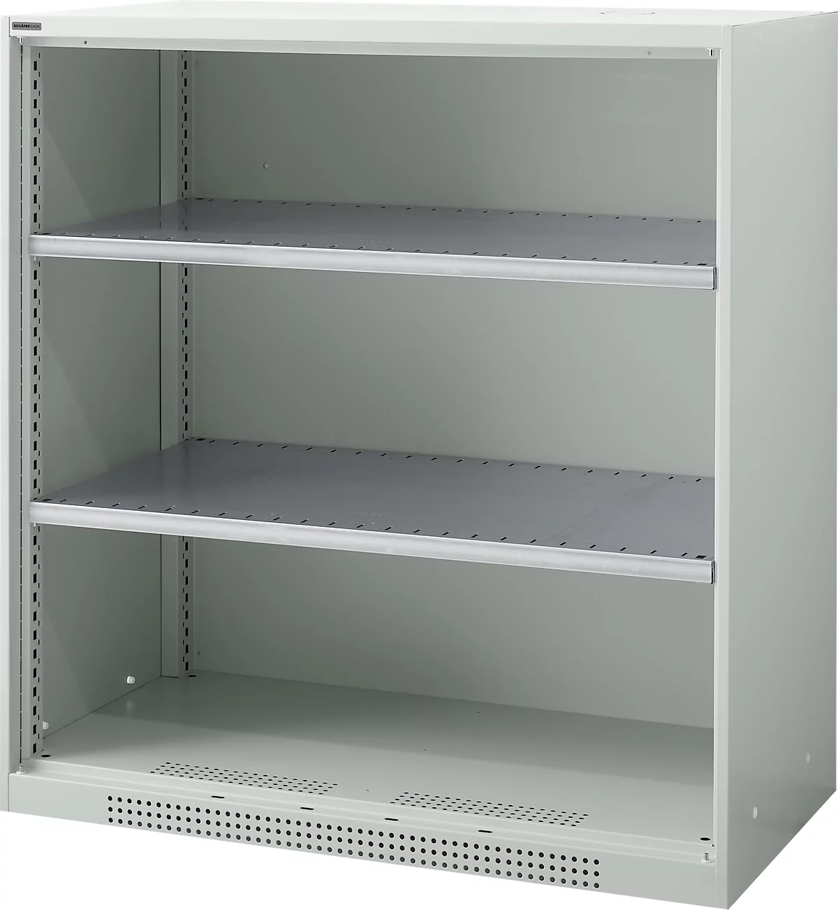 Armario con estantes FS, de chapa de acero, con orificios de ventilación, ancho 1055 x fondo 520 x alto 1105 mm, 3 OH, gris claro, hasta 300 kg