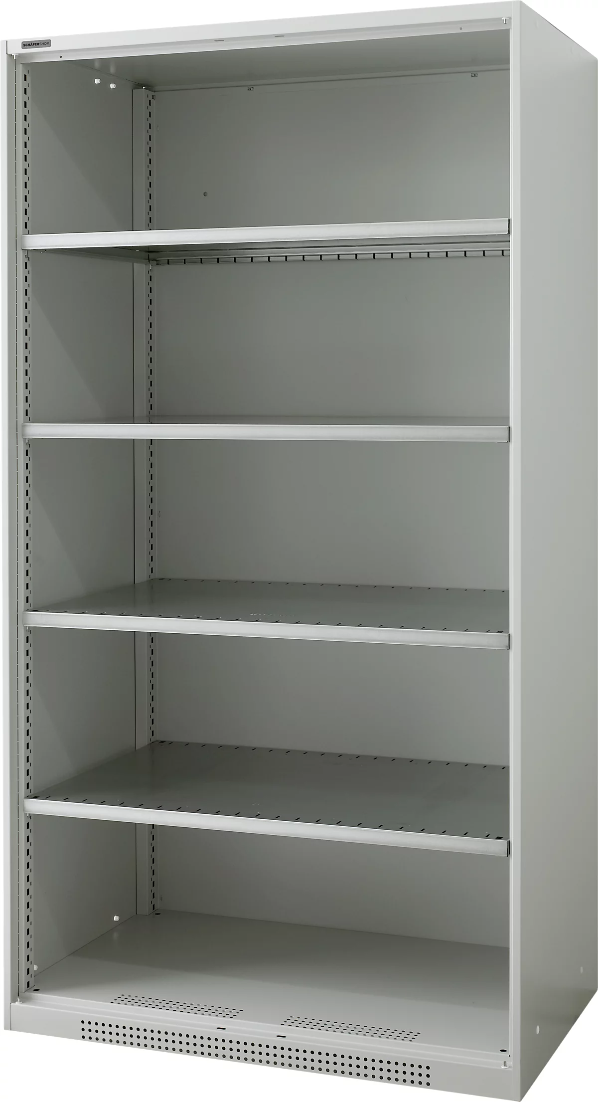 Armario con estantes FS, de chapa de acero, con orificios de ventilación, ancho 1055 x fondo 620 x alto 1950 mm, 5 OH, gris claro, hasta 500 kg