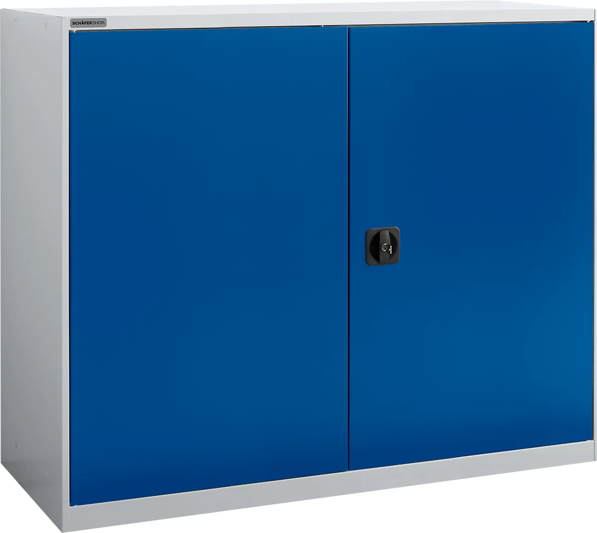 Armario con puerta batiente Schäfer Shop Select MS-i 12412, chapa de acero, An 1200 x F 400 x Al 1215 mm, 3 OH, aluminio blanco/azul genciana, hasta 150 kg 