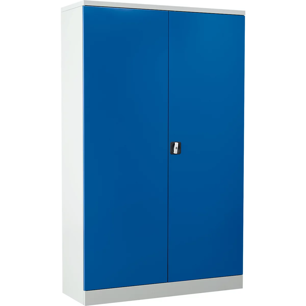 Armario de acero con puertas batientes, ancho 1200 x fondo 420 x alto 1950 mm, gris claro 7035/azul genciana 5010