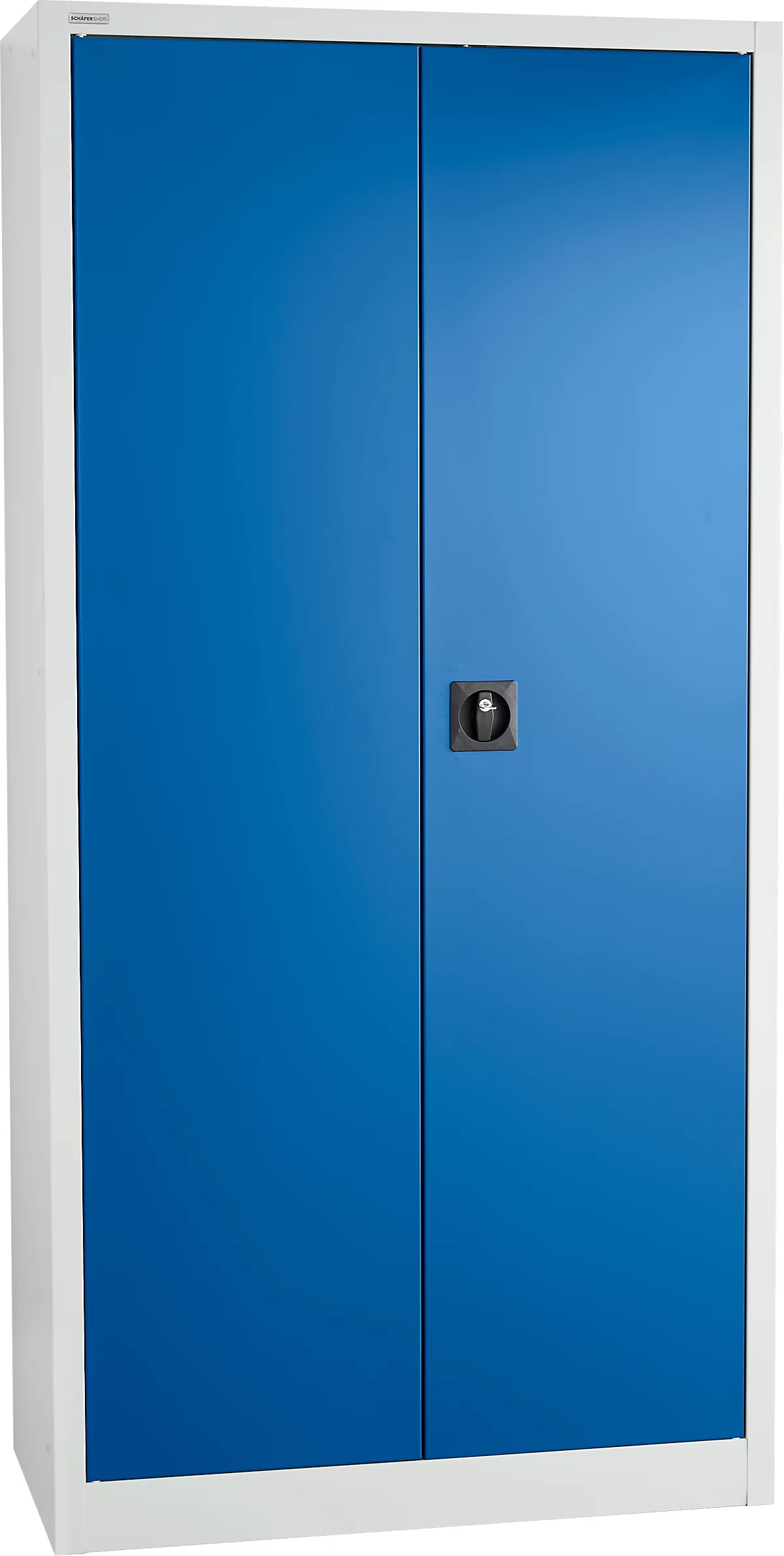 Armario de almacenamiento Schäfer Shop Select MSI 2509, 5 OH, 4 estantes intermedios, cerradura de cilindro, ancho 950 x fondo 500 x alto 1935 mm, gris claro RAL 7035/azul benigno RAL 5010