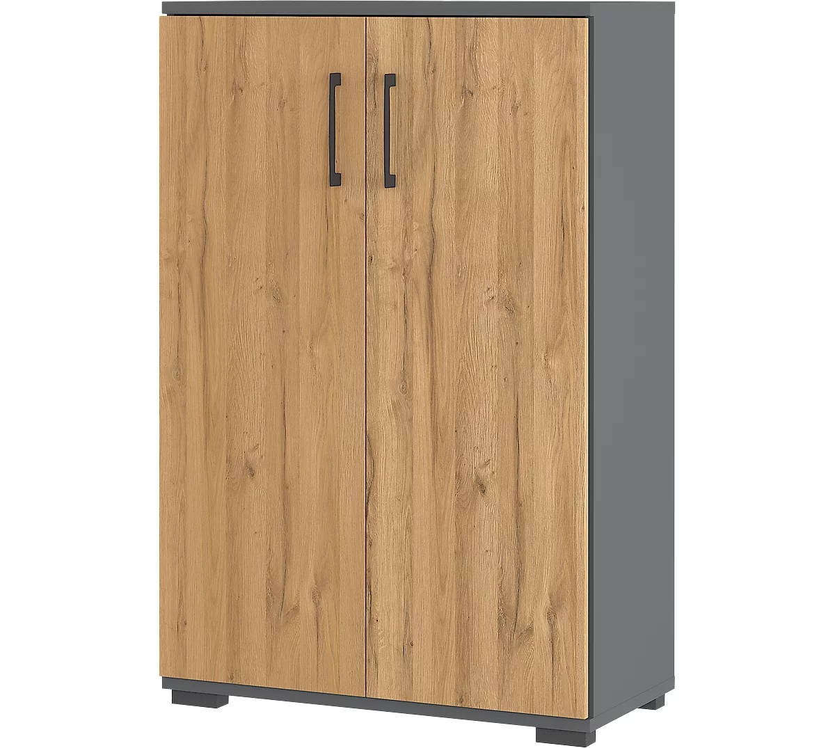 Armario de doble puerta Profi 2.0, madera, 3 compartimentos en HC, ancho 800 x fondo 400 x alto 1230 mm, roble Grandson/grafito