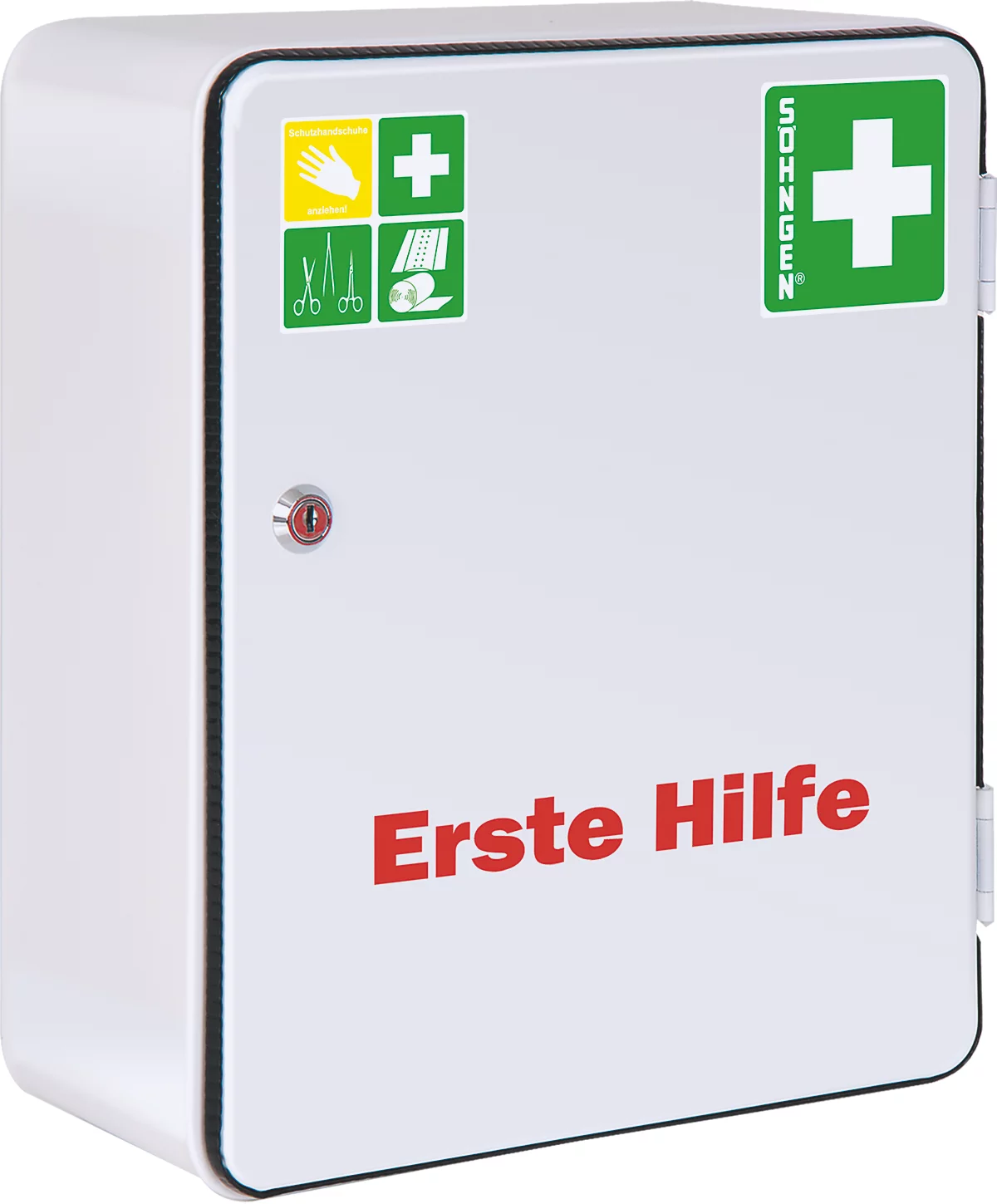 Armario de emergencia metálico HEIDELBERG, ancho 302 x fondo 140 x alto 362 mm, sin contenido, blanco