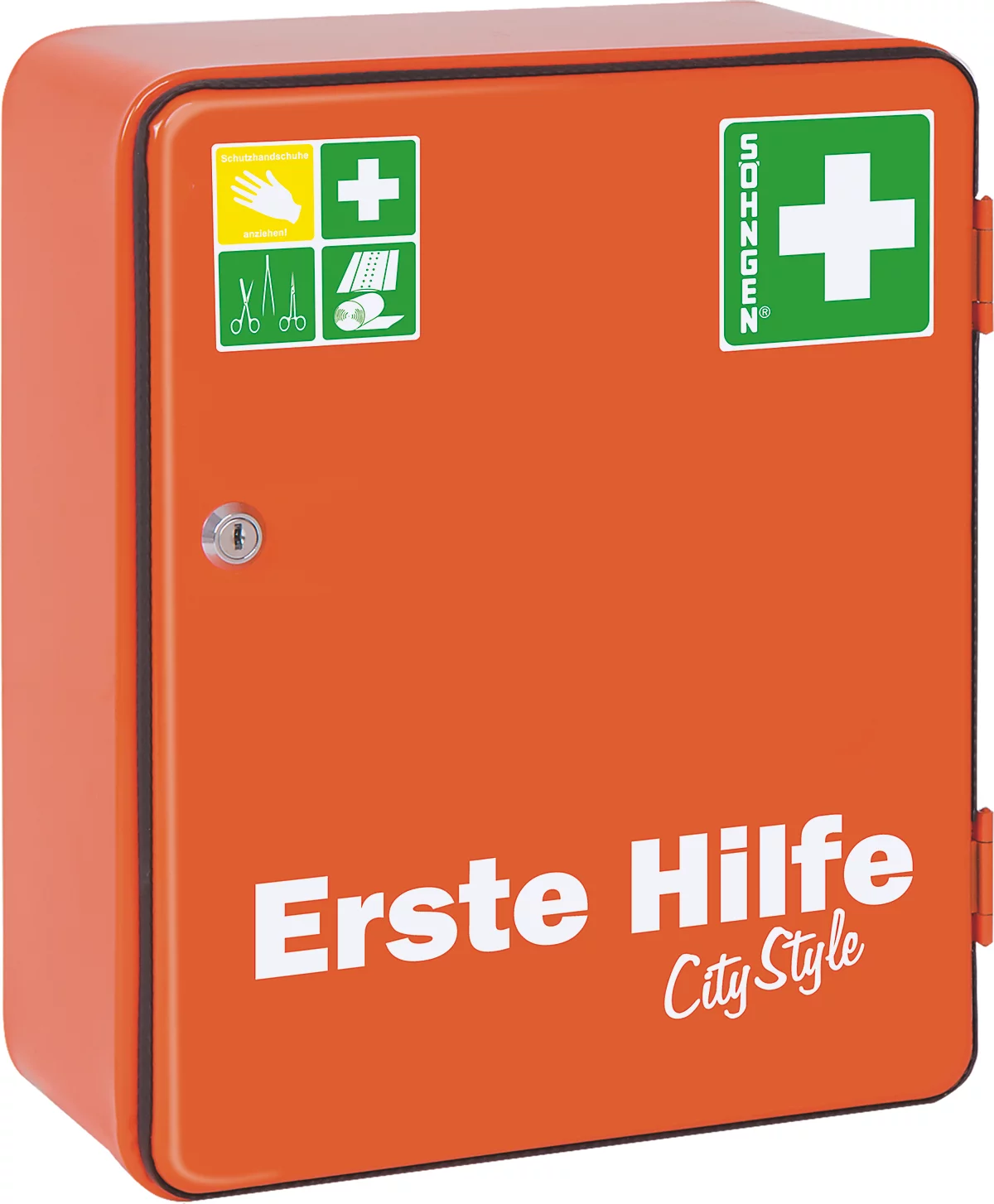 Armario de emergencia metálico HEIDELBERG, ancho 302 x fondo 140 x alto 362 mm, sin contenido, naranja