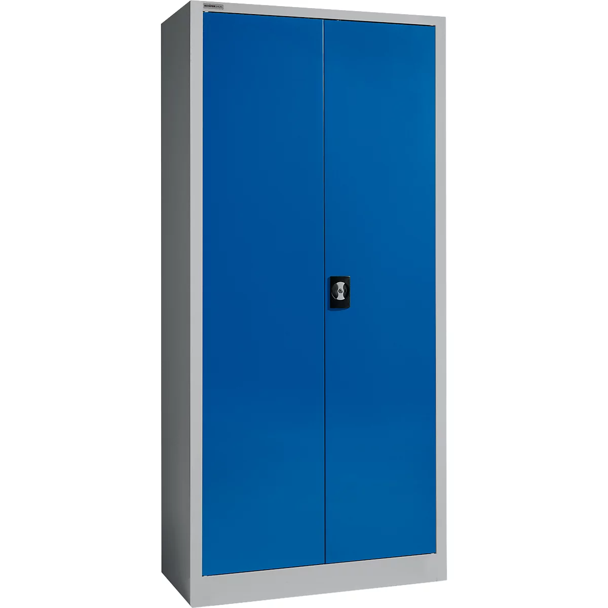 Armario de material Schäfer Shop Select, con cerradura, 4 baldas galvanizadas, 5 OH, An 950 x P 400 x Al 1935 mm, acero, aluminio blanco/azul genciana