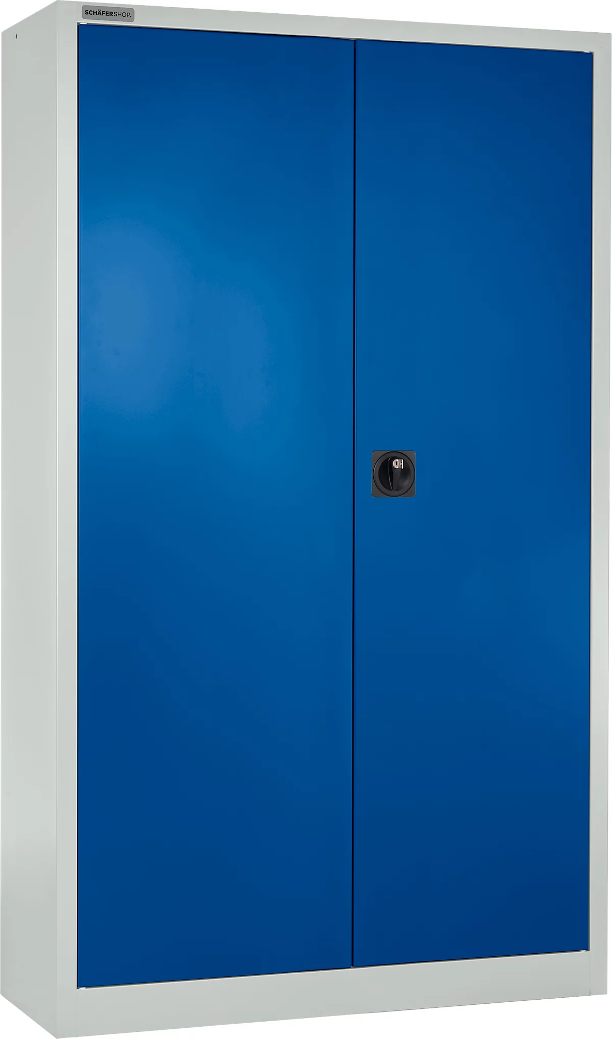 Armario de material Schäfer Shop Select MSI 2409, con paredes de rejilla perforada a media altura, con 3 estantes y 2 cajones, ancho 950 x fondo 400 x alto 1935 mm, gris claro/azul benigno