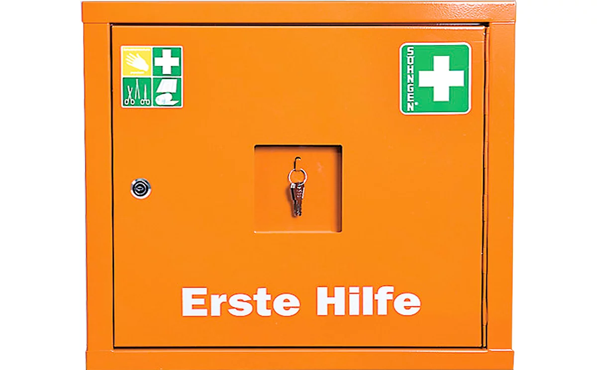 Armario de primeros auxilios Juniorsafe Norm Plus, con contenido+juego de extensión, B 490 x H 420 x T 200 mm, naranja