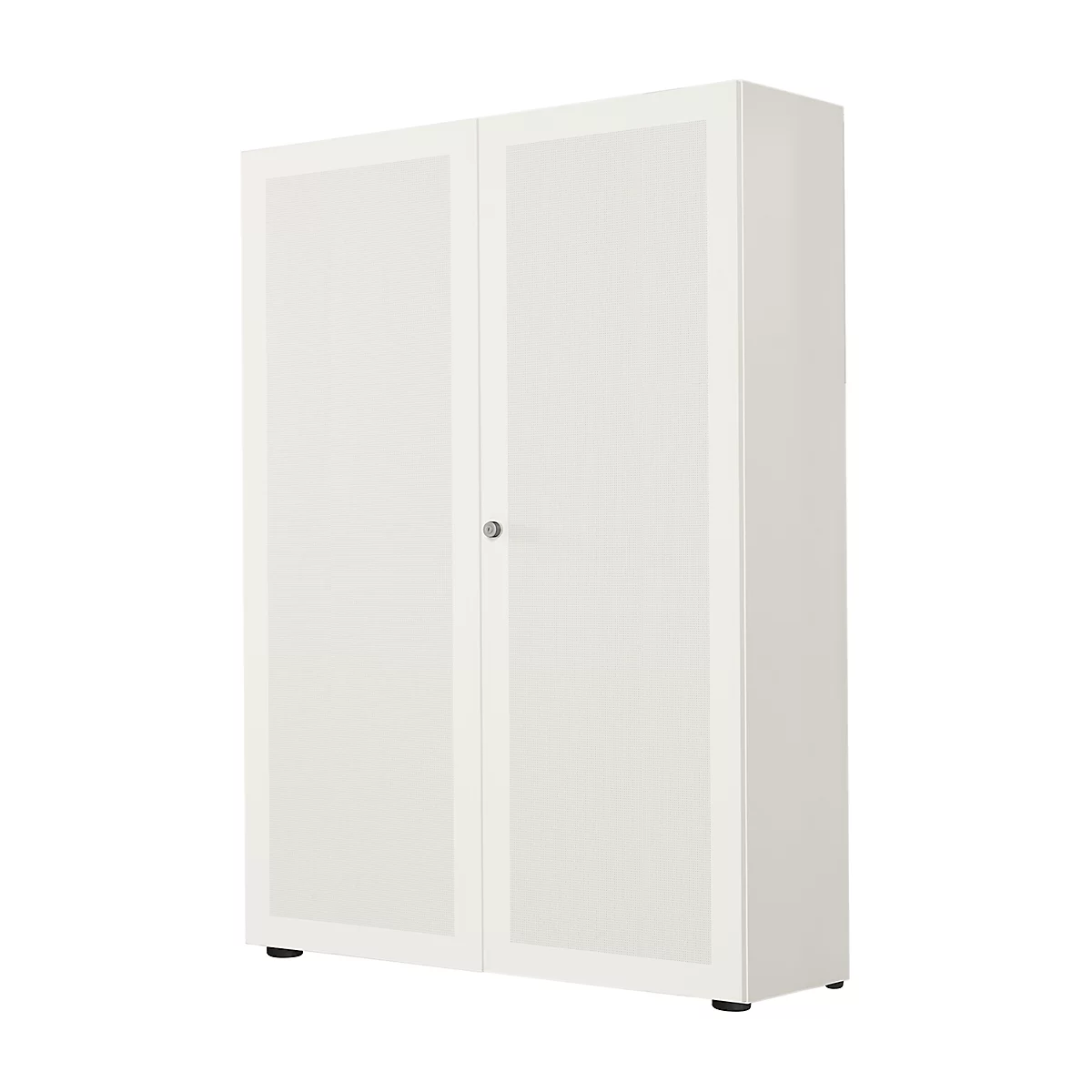 Armario de puertas batientes, 2 puertas, cara frontal insonorizante, 1000 x 2300 mm, 6 AA, blanco