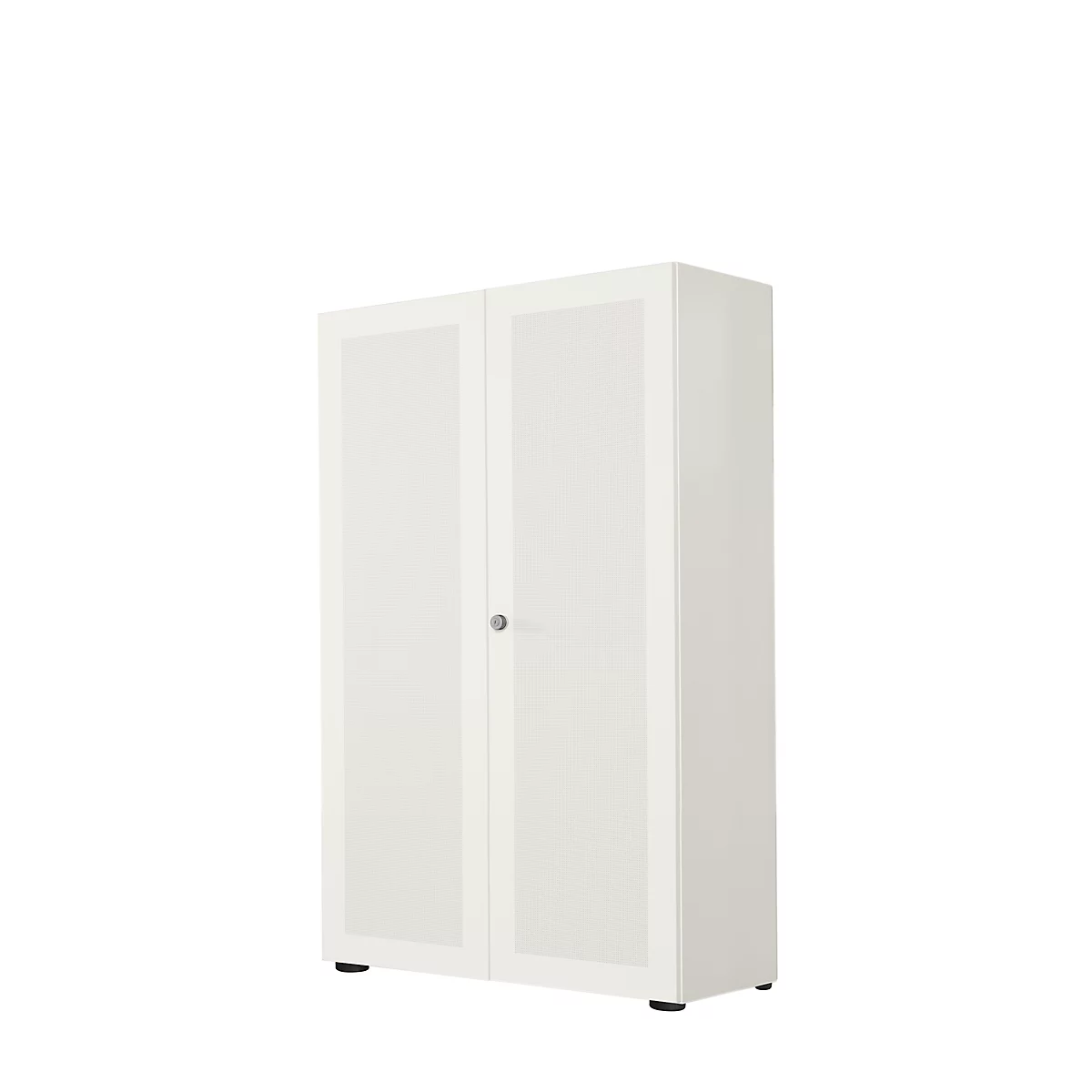 Armario de puertas batientes, 2 puertas, cara frontal insonorizante, 800 x 1930 mm, 5 AA, blanco