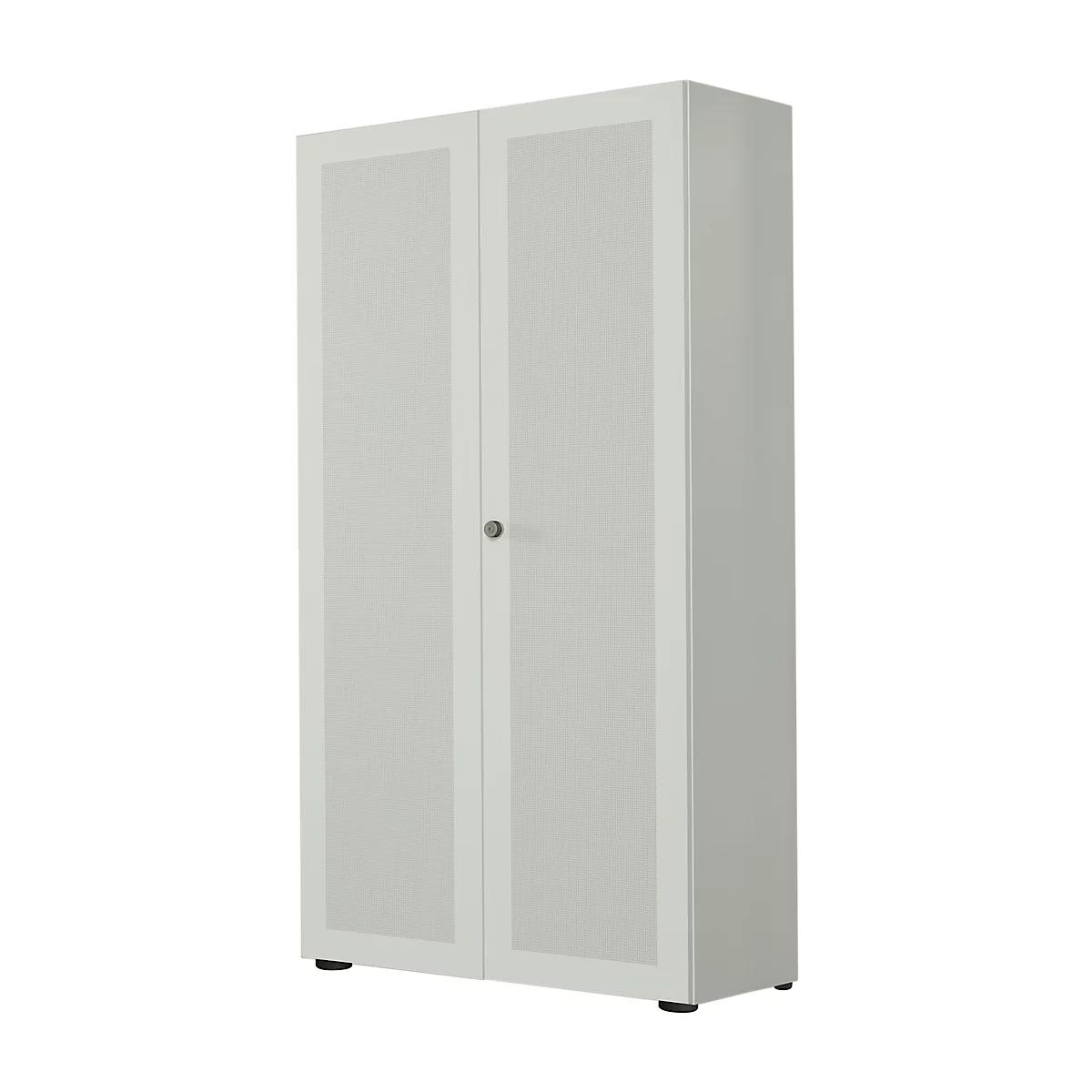 Armario de puertas batientes, 2 puertas, cara frontal insonorizante, 800 x 2300 mm, 6 AA, gris luminoso