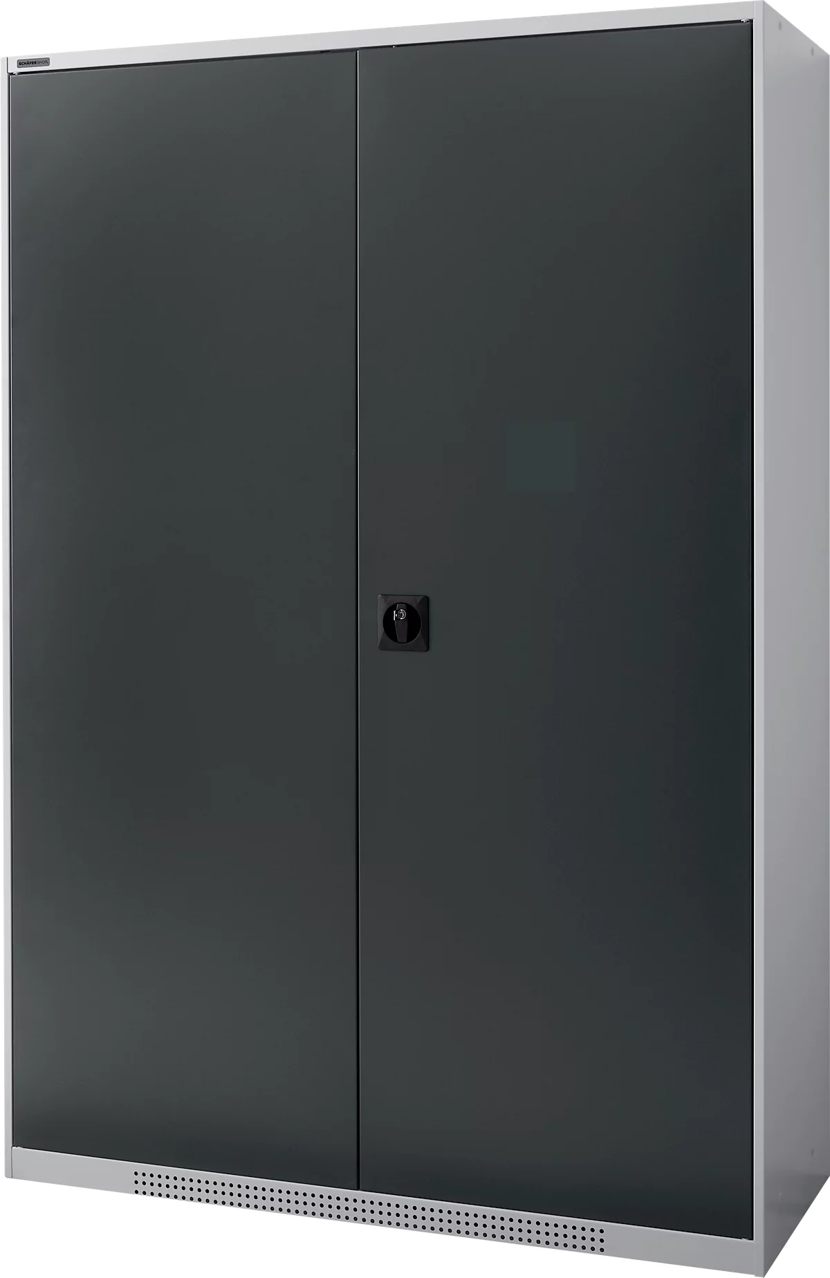 Armario de puertas batientes Schäfer Shop Genius FS, acero, con orificios de ventilación, ancho 1343 x fondo 520 x alto 1950 mm, 5 OH, aluminio blanco/gris antracita, hasta 750 kg