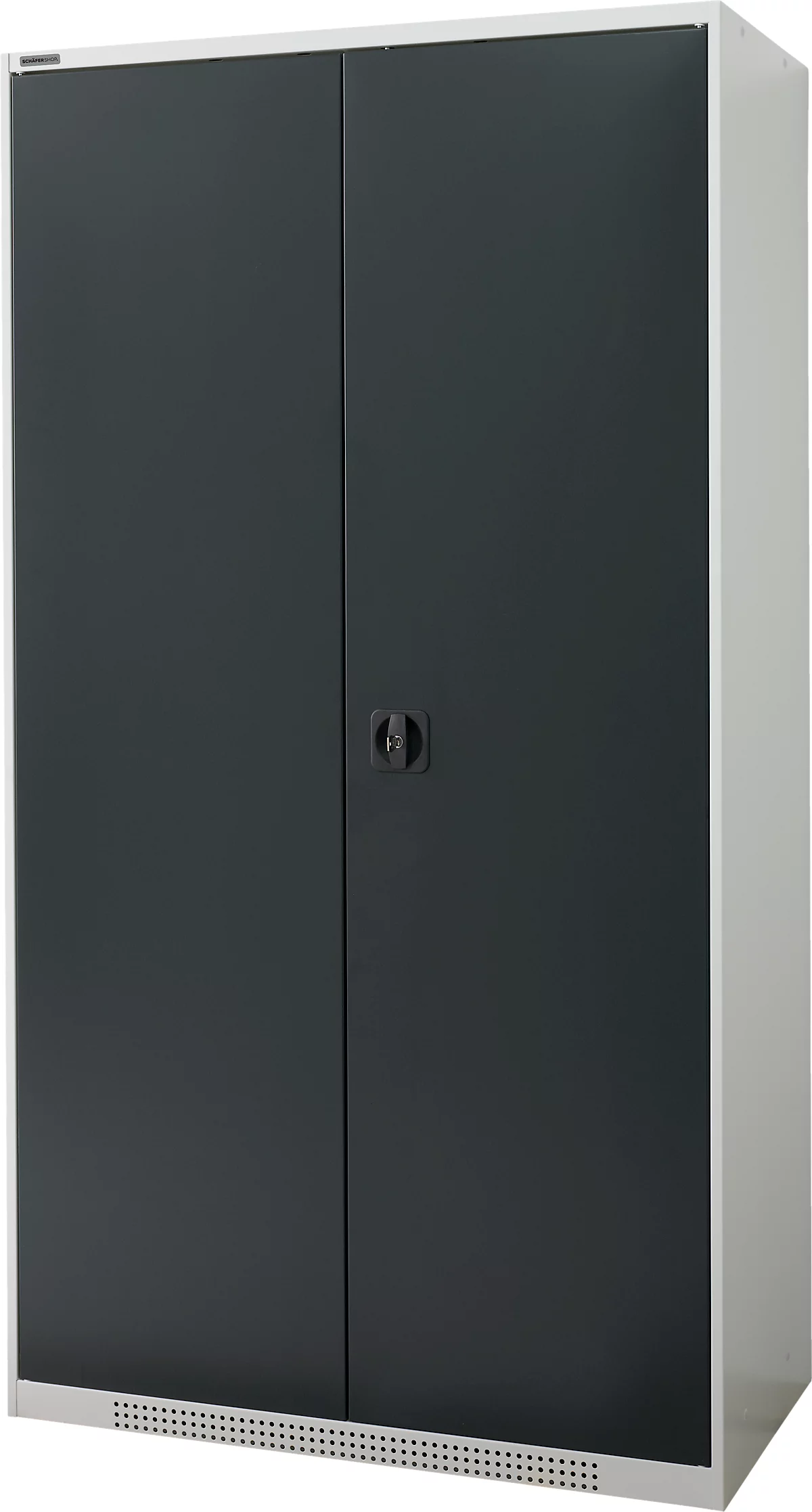 Armario de puertas batientes Schäfer Shop Genius FS, acero, con rejillas de ventilación, ancho 1055 x fondo 520 x alto 1950 mm, 5 OH, gris claro/gris antracita, hasta 500 kg