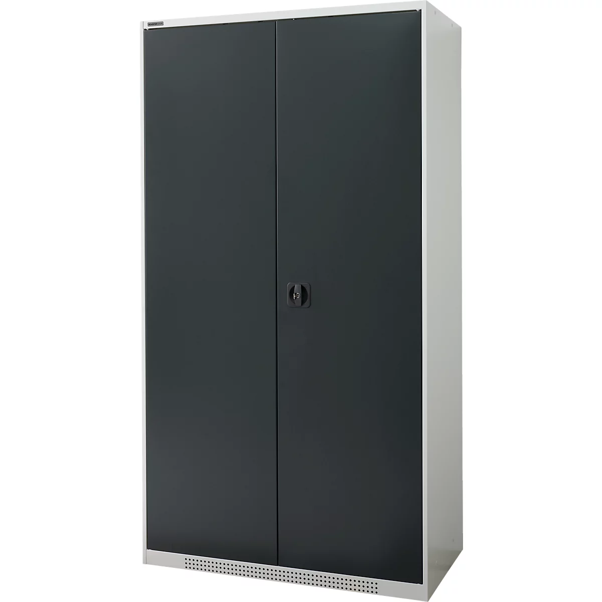 Armario de puertas batientes Schäfer Shop Genius FS, acero, con rejillas de ventilación, ancho 1055 x fondo 520 x alto 1950 mm, 5 OH, gris claro/gris antracita, hasta 500 kg