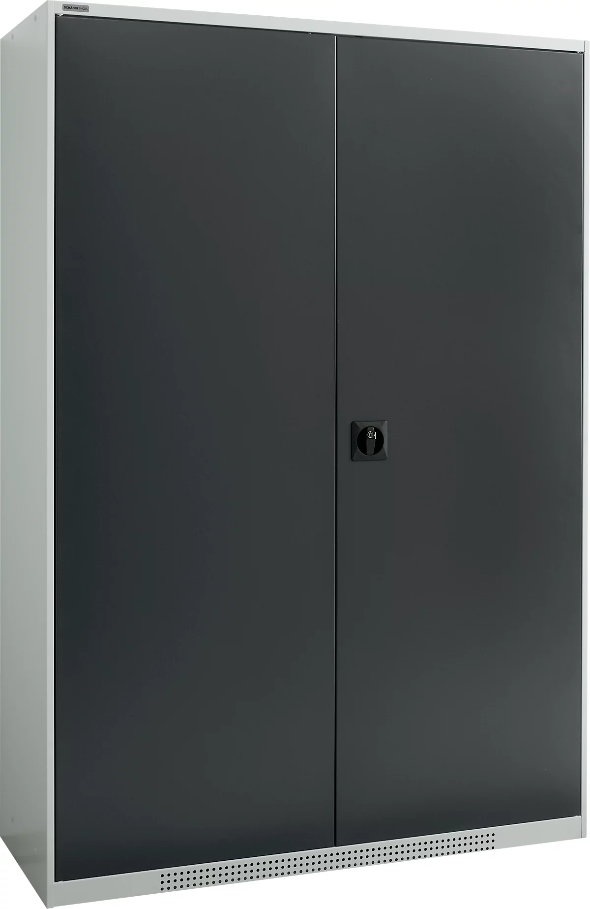 Armario de puertas batientes Schäfer Shop Genius FS, acero, con rejillas de ventilación, ancho 1343 x fondo 520 x alto 1950 mm, 5 OH, gris claro/gris antracita, hasta 750 kg