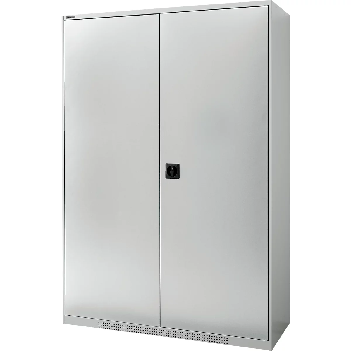 Armario de puertas batientes Schäfer Shop Genius FS, acero, con rejillas de ventilación, ancho 1343 x fondo 520 x alto 1950 mm, 5 OH, gris claro, hasta 750 kg