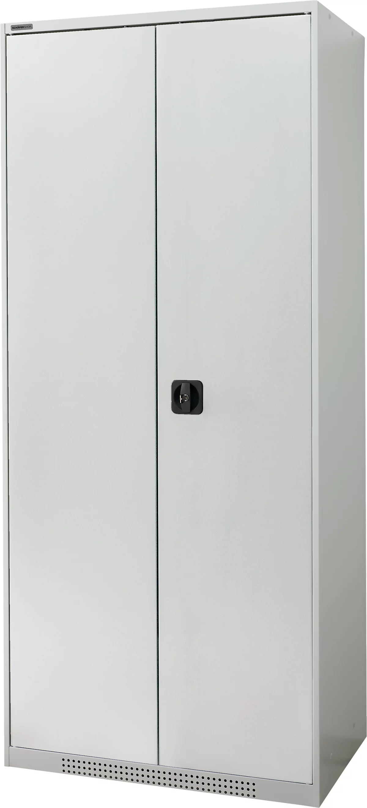 Armario de puertas batientes Schäfer Shop Genius FS, acero, con rejillas de ventilación, ancho 810 x fondo 520 x alto 1950 mm, 5 OH, gris claro/gris claro, hasta 300 kg