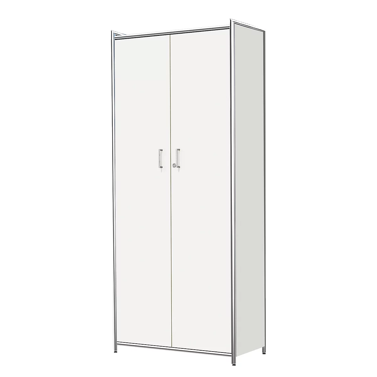 Armario de puertas batientes Toledo, con panel trasero, con cerradura, 5 AA, An 800 x P 380 x Al 1850 mm, blanco