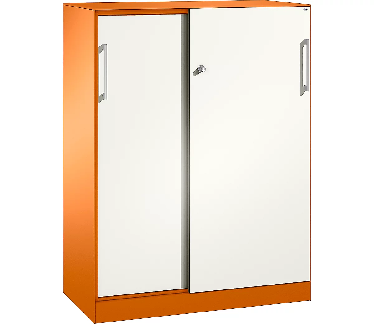 Armario de puertas correderas ASISTO C 3000, 3 alturas de archivo, con cubierta, anchura 1000 mm, naranja/blanco