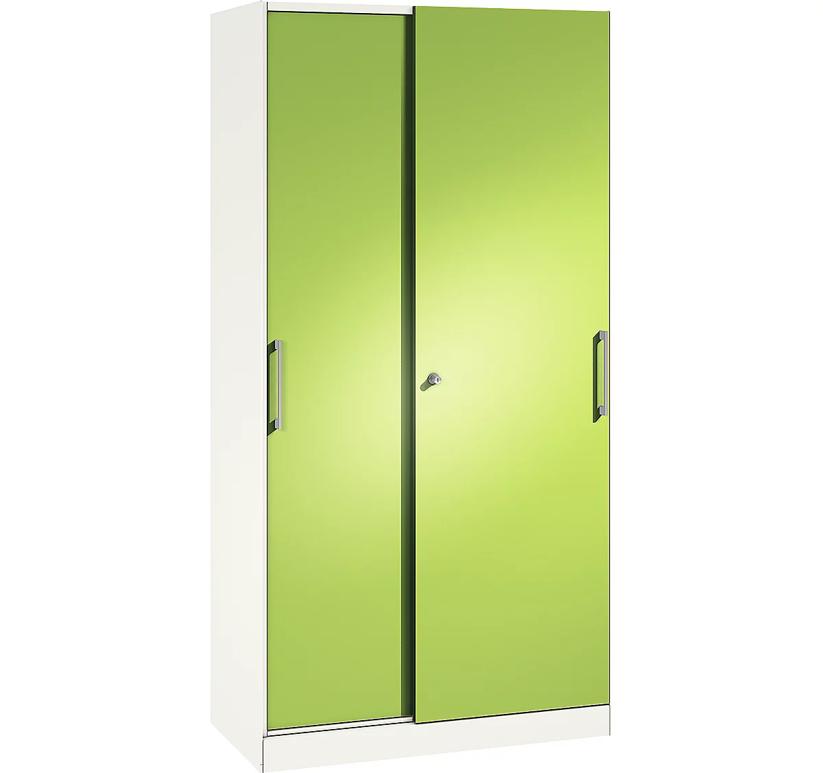 Armario de puertas correderas ASISTO C 3000, 5 alturas de archivo, con cerradura, anchura 1000 mm, blanco/verde pistacho