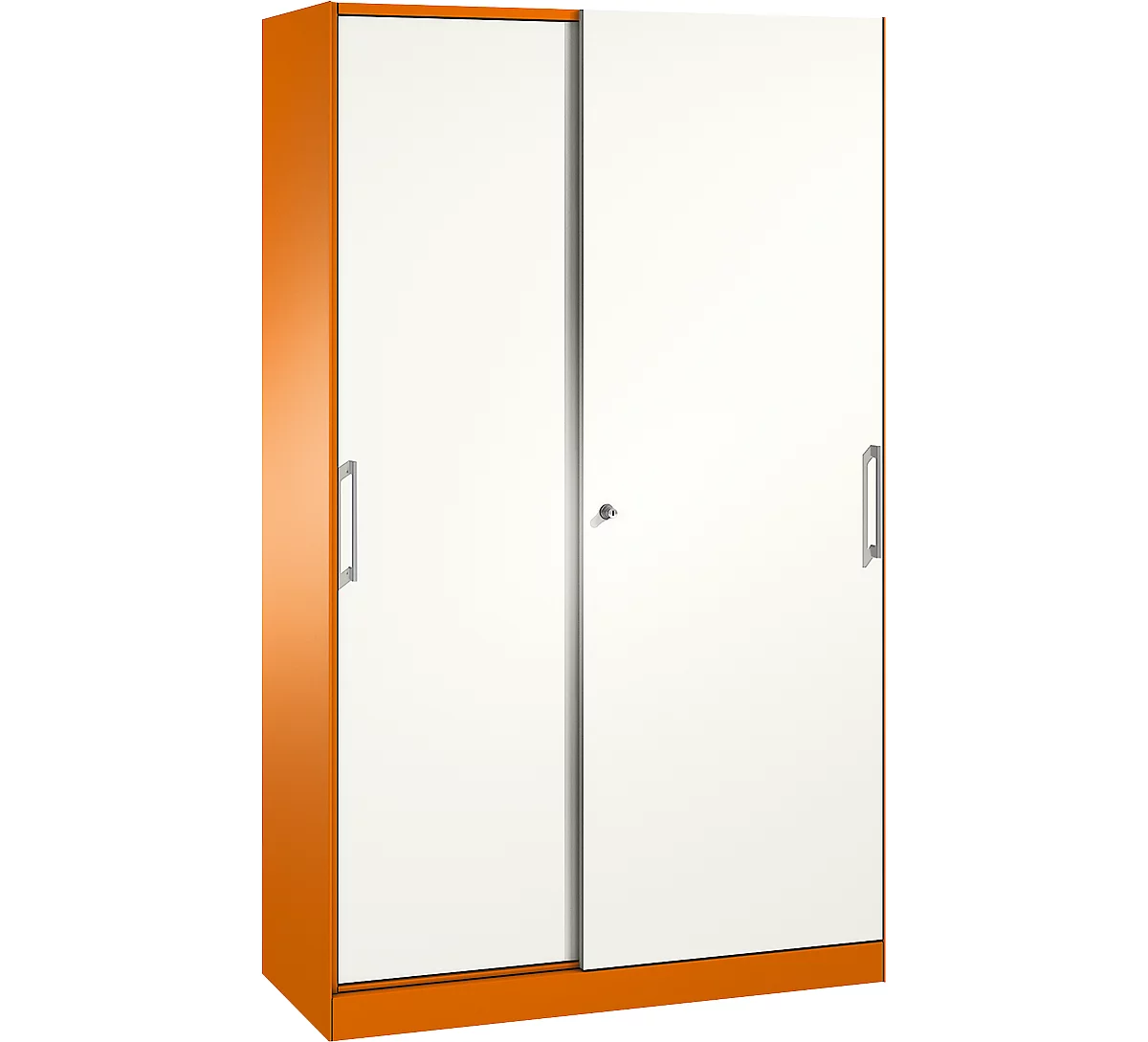 Armario de puertas correderas ASISTO C 3000, 5 alturas de archivo, con cerradura, anchura 1200 mm, naranja/blanco