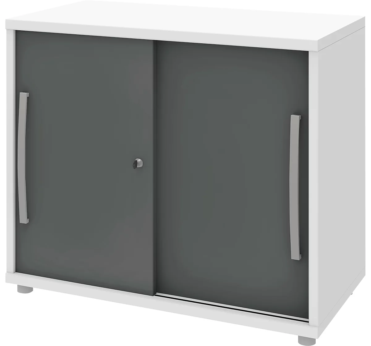 Armario de puertas correderas BARI, 1 estante, cerradura, An 800 x P 430 x Al 720 mm, blanco/antracita