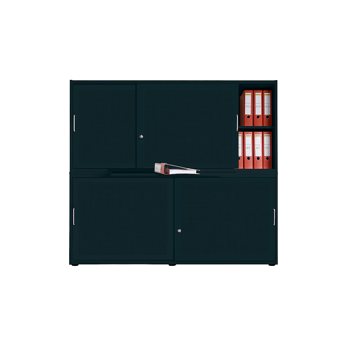 Armario de puertas correderas, cara frontal insonorizante, An 1600 mm, 4 AA, grafito