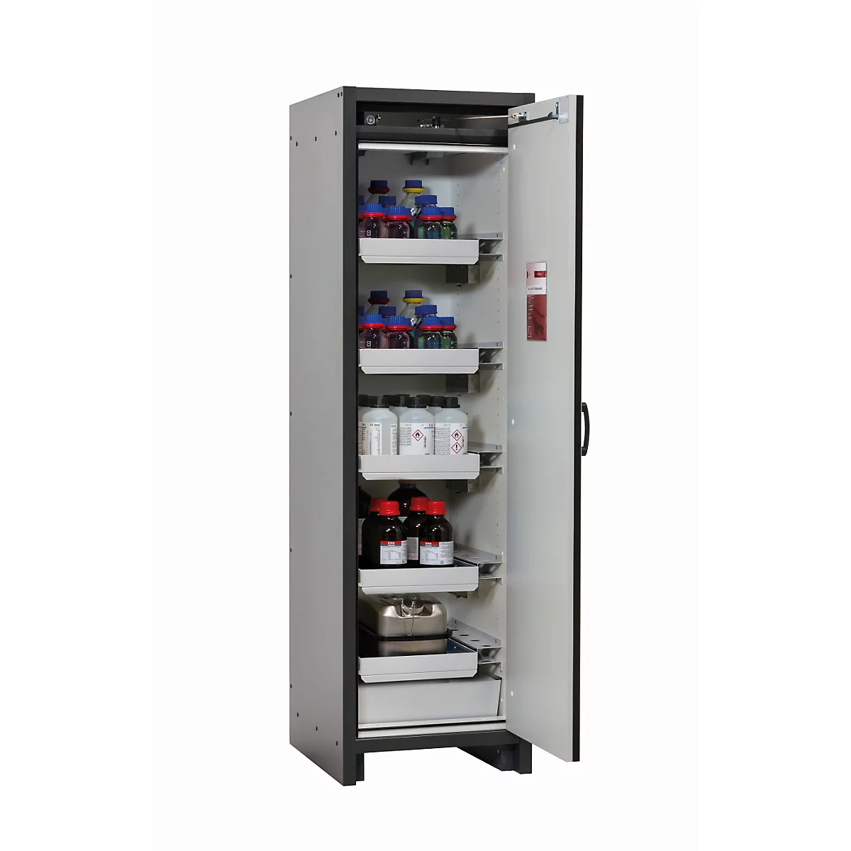 Armario de seguridad tipo 30 asecos Q-CLASSIC-30, puerta batiente, bisagra a la derecha, frontal blanco puro, An 564 x P 620 x Al 1947 mm