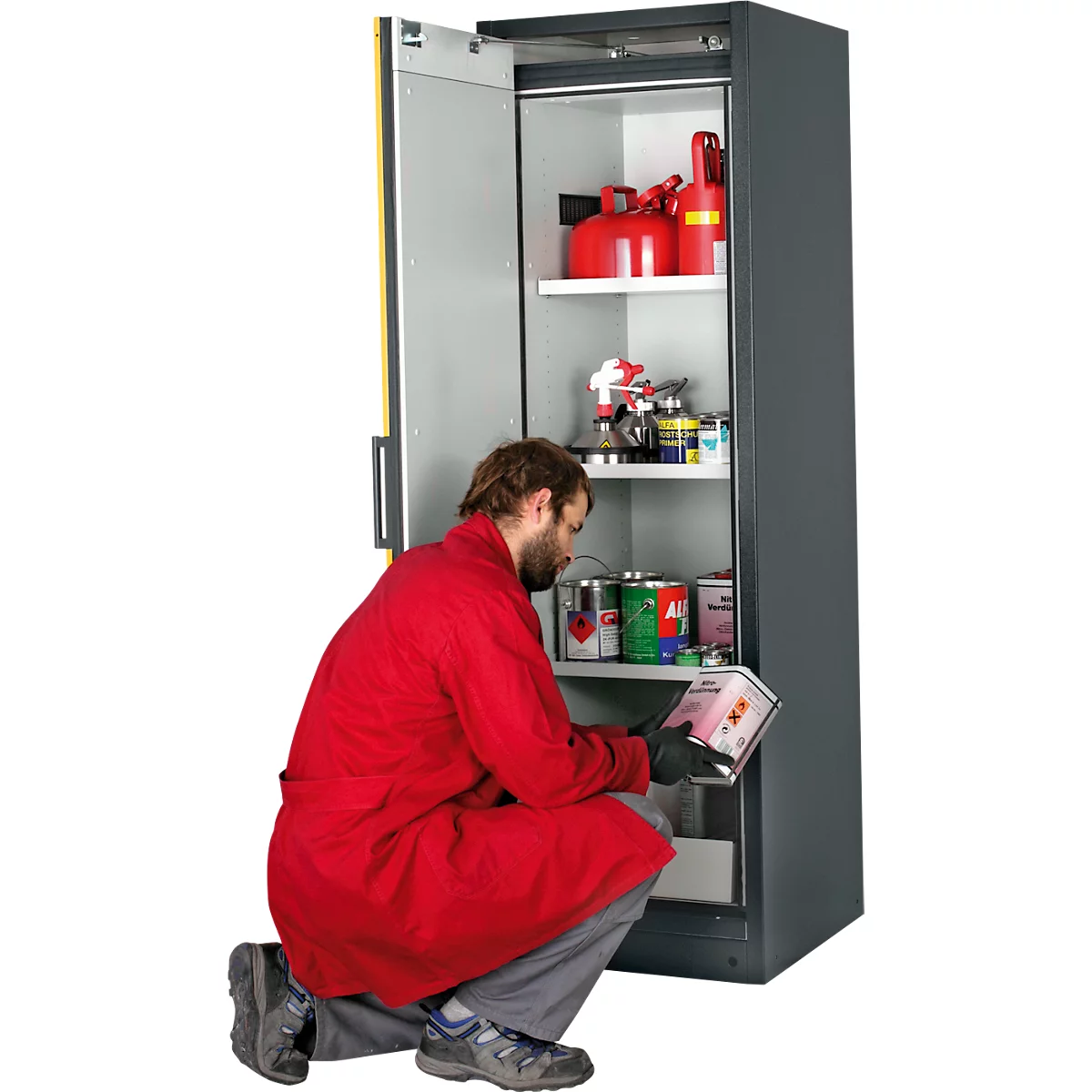 Armario de seguridad tipo 90 Asecos Q-CLASSIC-90, ancho 1200 mm, 6 cajones, gris claro